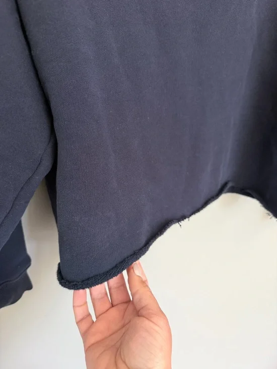 Anine Bing "Jaci" Washed Navy Black Paris Lettering Cotton Sweatshirt *Altered* - Picture 8 of 17